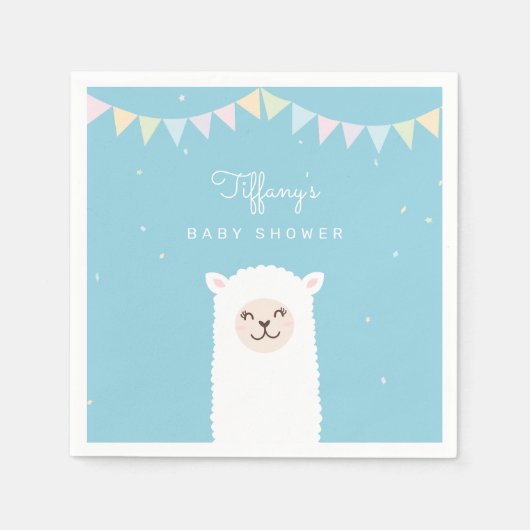 Eenvoudig Elegant Sweet Alpaca Lama Boy Baby showe Servet (Voorkant)