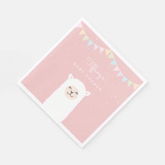 Eenvoudig Elegant Sweet Alpaca Lama Meisje Baby sh Servet (Hoek)