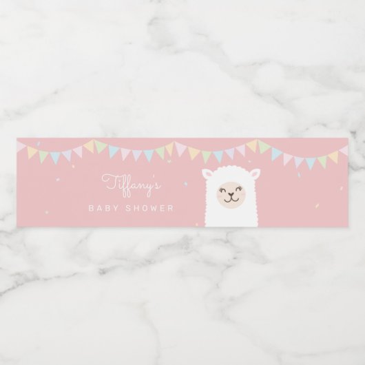 Eenvoudig Elegant Sweet Alpaca Lama Meisje Baby sh Waterfles Etiket (Enkel label)
