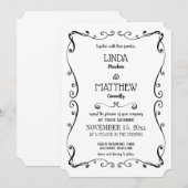 Eenvoudig Elegant Swirl Modern Flourish Wedding Kaart (Voorkant / Achterkant)