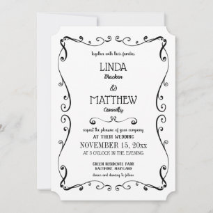 Eenvoudig Elegant Swirl Modern Flourish Wedding Kaart