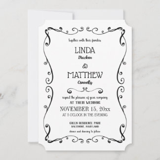 Eenvoudig Elegant Swirl Modern Flourish Wedding Kaart