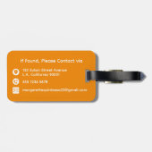 Eenvoudig Elegant Tangerine Sinaasappel en Wit Mon Bagagelabel (Achterkant horizontaal)