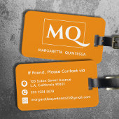 Eenvoudig Elegant Tangerine Sinaasappel en Wit Mon Bagagelabel