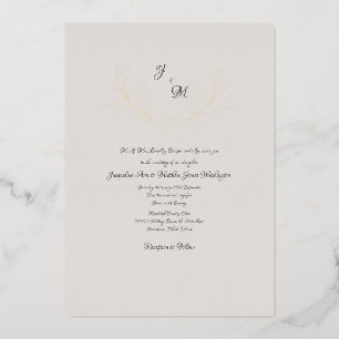 Eenvoudig Elegant Taupe & Gold Foil Foliage Folie  Folie Uitnodiging
