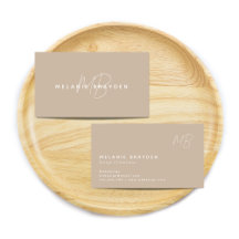 Eenvoudig Elegant Taupe Minimalistisch Dubbel Mono