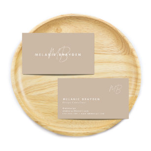 Eenvoudig Elegant Taupe Minimalistisch Dubbel Mono Visitekaartje