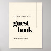 Eenvoudig elegant Teken ons gastenboek trouwteken Poster (Voorkant)