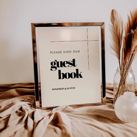 Eenvoudig elegant Teken ons gastenboek trouwteken Poster