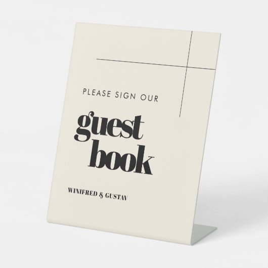 Eenvoudig elegant Teken ons gastenboek voetstuk Reclamebord Met Voetstuk (Voorkant)