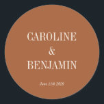 Eenvoudig Elegant Terracotta Custom Wedding Ronde Sticker<br><div class="desc">Eenvoudig Stijlvol Klassieke Typografie Elegant Trendy Wedding Classic Round Sticker in Terracotta</div>