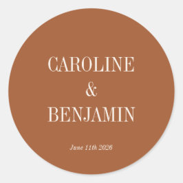 Eenvoudig Elegant Terracotta Custom Wedding Ronde Sticker