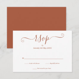 Eenvoudig Elegant Terracotta Huwelijksschrift RSVP Kaartje