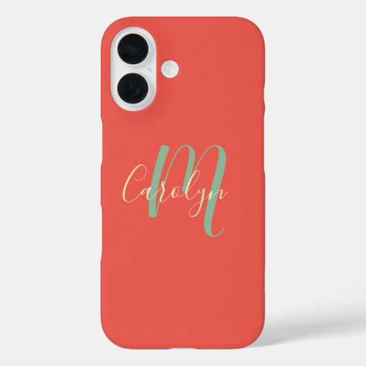 Eenvoudig, elegant, terracotta, jouw naam en initi Case-Mate iPhone case (Achterkant)