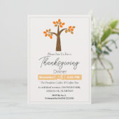 Eenvoudig Elegant Thanksgiving Diner Bloemen herfs Kaart (Staand voorkant)