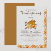 Eenvoudig Elegant Thanksgiving Diner Bloemen herfs Kaart (Voorkant / Achterkant)