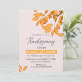 Eenvoudig Elegant Thanksgiving Diner Bloemen herfs Kaart (Staand voorkant)