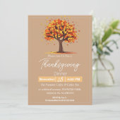 Eenvoudig Elegant Thanksgiving Diner Bloemen herfs Kaart (Staand voorkant)