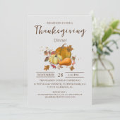 Eenvoudig Elegant Thanksgiving Diner Bloemen herfs Kaart (Staand voorkant)
