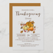 Eenvoudig Elegant Thanksgiving Diner Bloemen herfs Kaart (Voorkant / Achterkant)