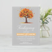 Eenvoudig Elegant Thanksgiving Diner Bloemen herfs Kaart (Staand voorkant)