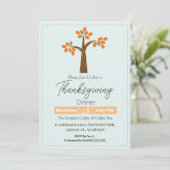 Eenvoudig Elegant Thanksgiving Diner Bloemen herfs Kaart (Staand voorkant)