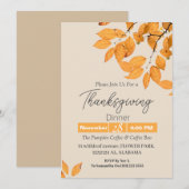 Eenvoudig Elegant Thanksgiving Diner Bloemen herfs Kaart (Voorkant / Achterkant)