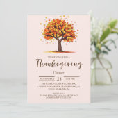 Eenvoudig Elegant Thanksgiving Diner Bloemenherfst Kaart (Staand voorkant)