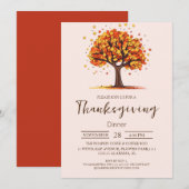Eenvoudig Elegant Thanksgiving Diner Bloemenherfst Kaart (Voorkant / Achterkant)