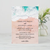 Eenvoudig Elegant Tropical Coastal Beach Weddensch Kaart (Staand voorkant)