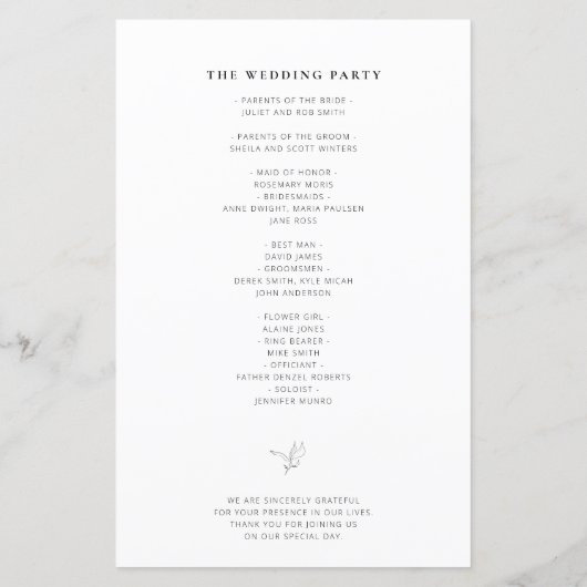 eenvoudig elegant trouwprogramma (Achterkant)