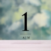 Eenvoudig Elegant Trouwtafelnummer met Initiaal Acryl Bord (Neutraal)