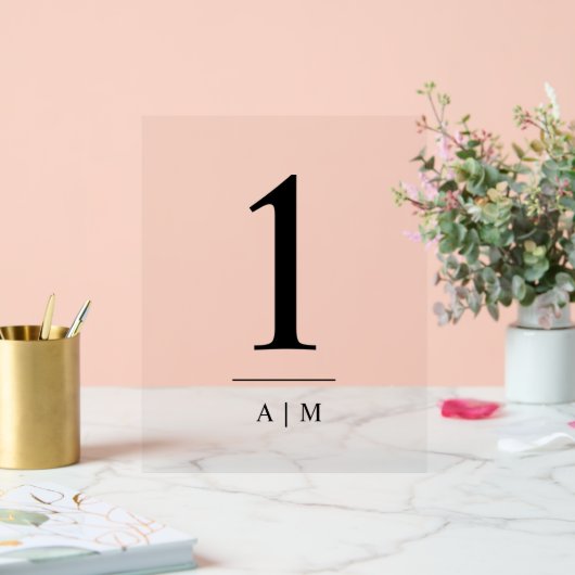 Eenvoudig Elegant Trouwtafelnummer met Initiaal Acryl Bord (Huwelijk)