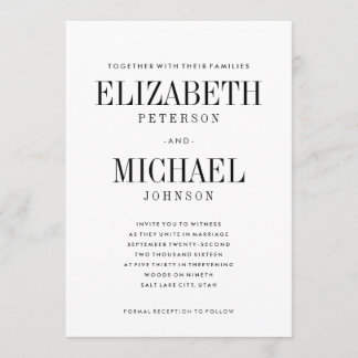 Eenvoudig Elegant Type Huwelijksuitnodiging Sjablo Kaart