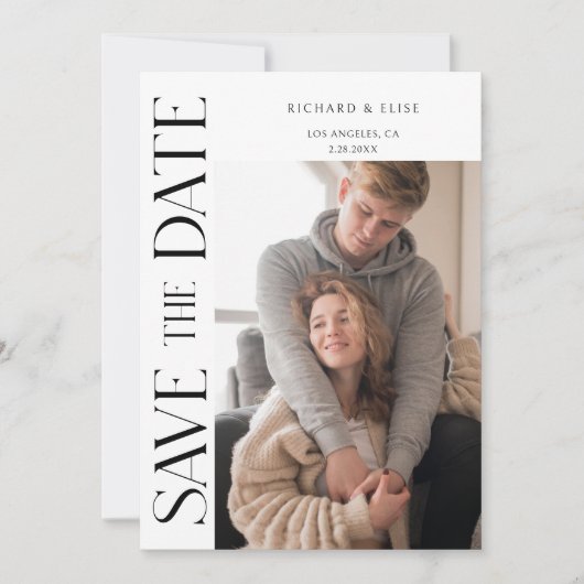 Eenvoudig Elegant Typografie Foto sparen de Datum Save The Date (Voorkant)