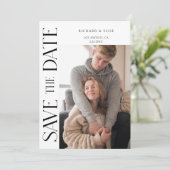 Eenvoudig Elegant Typografie Foto sparen de Datum Save The Date (Staand voorkant)