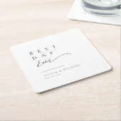 Eenvoudig Elegant Typografie Modern Wedding Kartonnen Onderzetters (Schuin)