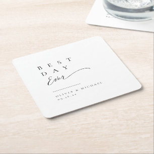 Eenvoudig Elegant Typografie Modern Wedding Kartonnen Onderzetters