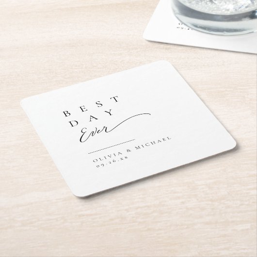 Eenvoudig Elegant Typografie Modern Wedding Kartonnen Onderzetters (Schuin)