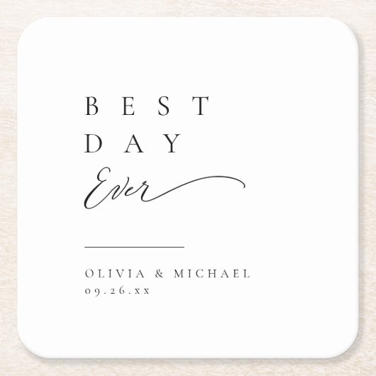 Eenvoudig Elegant Typografie Modern Wedding Kartonnen Onderzetters (Voorkant)