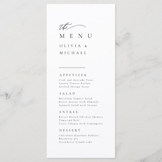 Eenvoudig Elegant Typografie Modern Wedding Menu (Voorkant)