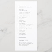 Eenvoudig Elegant Typografie Modern Wedding Programmakaart (Achterkant)