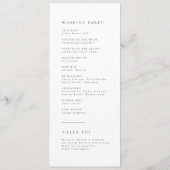 Eenvoudig Elegant Typografie Modern Wedding Programmakaart (Achterkant)