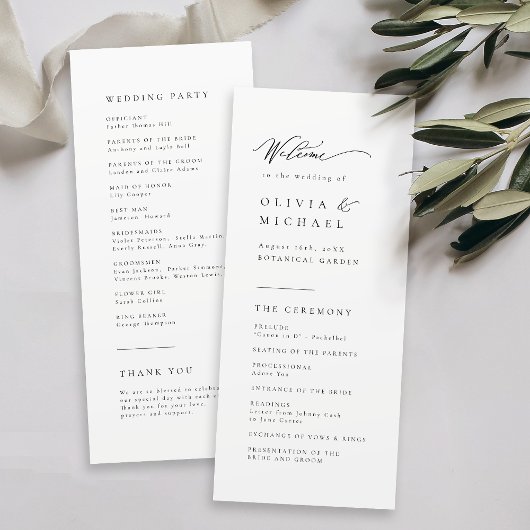 Eenvoudig Elegant Typografie Modern Wedding Programmakaart