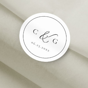 Eenvoudig Elegant Typografie Modern Wedding Ronde Sticker