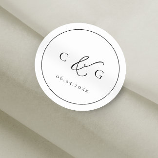 Eenvoudig Elegant Typografie Modern Wedding Ronde Sticker