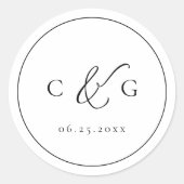 Eenvoudig Elegant Typografie Modern Wedding Ronde Sticker (Voorkant)