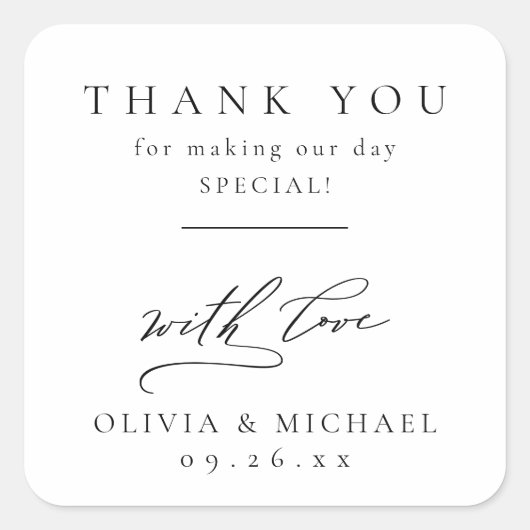 Eenvoudig Elegant Typografie Modern Wedding Vierkante Sticker (Voorkant)