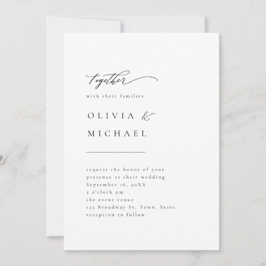 Eenvoudig Elegant Typografie Moderne Wedding Invit Kaart (Voorkant)