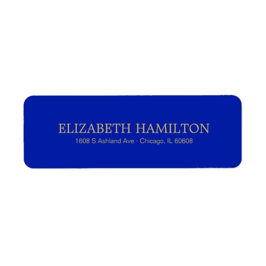Eenvoudig Elegant Typografie Royal Blue Address La Etiket (Voorkant)